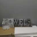 MyGift Wall Mounted Rustic Multicolored Solid Wood Towel Rack with 5 Dual Hooks and Decorative Towel Cutout Design, Wall Hanging Bathroom, Kitchen Laundry Room Hand Towel Hooks