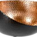 Red Co. 10 inch Decorative Hand-Hammered Aluminum Slant Cut Centerpiece Bowl, Black/Copper