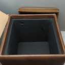 HomePop Home Decor Storage Ottoman with Tray Top|Upholstered Modern Square Storage Ottoman with Storage for Living Room & Bedroom, Brown Faux Leather