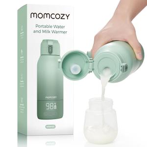 Momcozy Portable Milk Warmer for Travel  Dual Heating Modes for Breast Milk & Water, Portable Bottle Warmer with Fast Heating & Long Battery Life, 17 Ounces Large Capacity to Meet Your All-Day Needs (Gradual Change of Green)