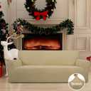 Easy-Going Stretch Sofa Slipcover 1-Piece Sofa Cover Furniture Protector Couch Soft with Elastic Bottom for Kids, Polyester Spandex Jacquard Fabric Small Checks (Sofa, Beige)