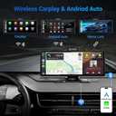 Wireless Apple Carplay Screen for Car with 4K Dash Cam, 10.26" Portable Apple Carplay & Android Auto, HD Touchscren with 1080p Backup Camera, Mirror Link/Voice Control/Music Play/GPS Navigation