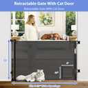 Retractable Baby Gates with Door 55" Wide Retractable Dog Gate with Pet Door Outdoor Retractable Gate for Dogs Mesh Baby Gate Retractable Pet Gate with Cat Door Retractable Child Gates for Doorways