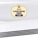 R-kay 4 Pack White Plastic Serving Trays for Party - White Serving Tray 17 by 6.5 in - Rectangular Heavy Duty Dessert Trays for Food