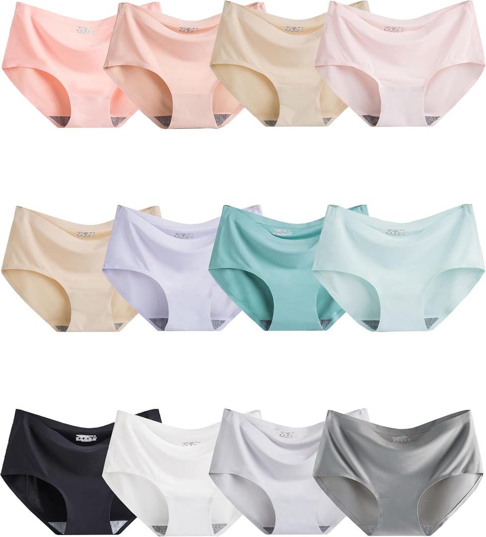 Teen Girls Underwear Seamless Big Girl Panties Fashion and Comfortable Multipack (7-8 Years, White Pink Black Light Blue)