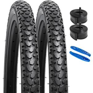 YUNSCM 2-PCS 20" Bike Tires 20x1.75/47-406 and 20" Bike Tubes Schrader Valve Compatible with Mountain Bike 20 x 1.75 20X1.75 Bicycle Tires and Tubes (Y-672)