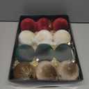 Super Holiday 3.14" Velvet Christmas Balls, 12PCS 80MM Plastic Christmas Ball Ornaments for Xmas Tree Hanging Decorations Assortment, for Holiday Party Decor, Red, White, Green, Coffee