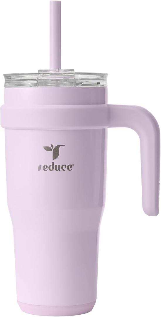 REDUCE 24oz Tumbler with Handle, Vacuum Insulated Stainless Steel Travel Mug with Sip-It-Your-Way Lid and Straw - Keeps Drinks Cold for up to 24 Hours - Sweat Resistant, Dishwasher Safe - OG Lilac Bud