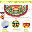 12 Pcs Mexican Party Decoration Luau Party Banner Fiesta Pleated Bunting Flag Cinco De Mayo Flag Fiesta Fan Porch Flag for Summer Pool Mexican Wedding Birthday Party Supplies, 2 Styles 3 x 1.5 ft
