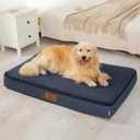 LIORCE Orthopedic Memory Foam XXL Dog Bed - 6" Thick Beds for Extra Large Sized Dog - Waterproof Removable Washable Cover & Wrap-Around Zipper - Ultimate Comfort & Easy Maintenance, Navy