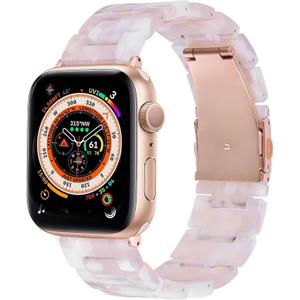 Wongeto Compatible with Apple Watch Band 38mm 40mm 41mm 42mm 44mm 45mm 49mm Women Men, Light Resin Strap Bracelet Replacement for iWatch SE Series 10/9/8/7/6/5/4/3/2/1/SE/Ultra (Flower Pink)