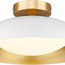 kudos Flush Mount Light Fixture, 16-inch LED Ceiling Light Fixture, White and Gold Finish, 24W 2400lm Light Fixtures for Living Room, Kitchen, Bedroom, Hallway, 5CCT, KDCL02-WT