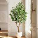 Erimda 6FT Faux Olive Tree with Tall Exquisite Planter Artificial Olive Tree Tall, Potted Fake Olive Plant with 1260 Real Touch Leaves, Indoor Outdoor Home Garden Office Decor