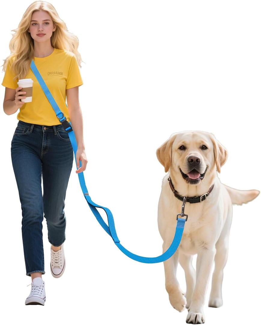 Hands Free Dog Leash,Galaxy Reflective Crossbody Leash, 69.5ft Adjustable Heavy Duty Waist Belt for Medium and Large Dogs Walking,Running,Jogging,Training,Night Walking 290cm, Blue
