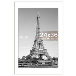 upsimples 24x36 Poster Frame, Display Pictures 20x30 with Mat or 24x36 Without Mat, Wall Hanging Picture Frame, White, 1 Pack
