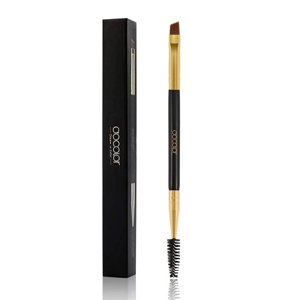 Docolor Eyebrow Brush Duo, Professional Angled Eye Brow Brush and Spoolie Brushes Perfect for Lining and Shaping Brows, Spoolie for Brows or Lashes Black