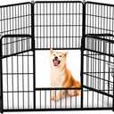 Sweetcrispy Dog Playpen Indoor - Puppy Fence Exercise Pen for Yard Gate 8 Panel 32 Height Playpens with Doors Heavy Duty Metal Dog Pen for Camping, RV, Outdoor, Small/Medium/Large Pets (08 Panels 32 Inch)