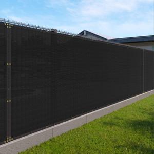 Privacy Fence Screen 6' x 12' Heavy Duty Windscreen Fencing Mesh Fabric Shade Net Cover for Outdoor Wall Garden Yard Pool Deck, Black