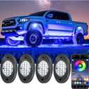 4 Pods RGB LED Rock Lights, Underglow Multicolor Neon Light Kit, Wheel Well Light with APP Control & Music Mode, Under Glow Lights for Trucks,Jeep,SUV,Golf Cart,ATV,Pickup Off Road,12V
