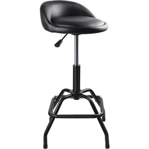 Garage Shop Stool, Height Adjustable Work Stool, Swivel Bar Stool (Black)