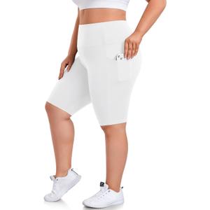 we fleece Plus Size 8" Biker Shorts with Pockets - High Waisted Spandex Yoga Shorts for Women, Workout Gym Cycling Athletic 3XL
