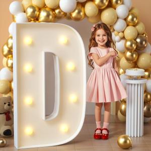 Imprsv Marquee Light Up Letters, 3FT Mosaic Letters with Light for Baby Shower Graduation Party Decor, Large D for Engagement Wedding Party Decorations (Need to Assemble)