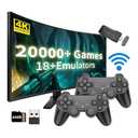 2025 Retro Gaming Console Pro - 4K HDMI Plug & Play Game Stick with 20,000+ Classic Games, 64GB Storage, Dual 2.4GHz Wireless Controllers, Supports 18 Emulators for TV