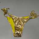 Verdusa Women's 2 Piece Bathing Suit Metallic Swimwear Halter String Triangle Bikini Sets (Medium, Gold)