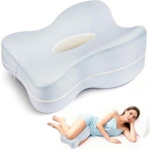 Lengthened Knee Pillow for Side Sleepers Fully Support Thighs and Knees, Breathable Leg Pillow for Side Sleeping,Plush Support Memory Foam Soothing Relief for Hips, Knees, Joints, Nerves & Muscles
