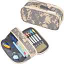 ECHSRT Tactical Pencil Case for Boy, Extra Large Capacity Camo Pencil Pouch for Men Adults, 3 Compartment Zipper Pen Case, Small Tool Bag Organizer for School Office Travel - Camo Grey