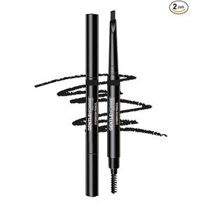 2 x Gentlehomme - Men's 2-in-1 Eyebrow Brush & Pencil - Shape, Define & Fill In - Ultra-Thin, Long-Lasting Black - Vegan