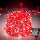 Solar String Lights for Outside, 72Ft 200 LED Solar Fairy Lights with 8 Modes, Solar Powered Fairy Lights Waterproof for Christmas Tree Garden Party WeddingRed (1 Pack)