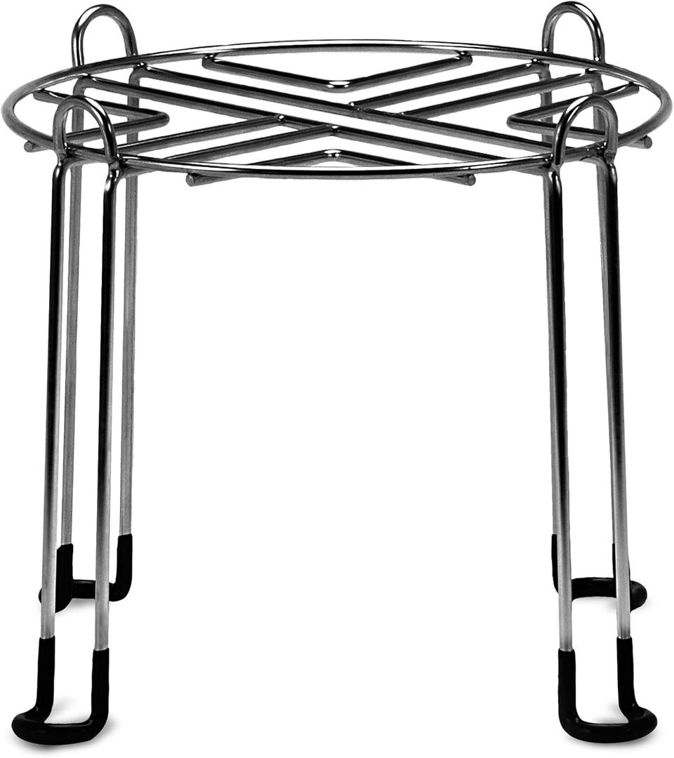 Impresa Gravity Filter Stand - Medium, Silver 8-Inch Rise for Easy Filling & Tall Water Filter Stand - Non-Skid Feet in Polished Stainless Steel - Raised Edges & Water Dispenser Countertop