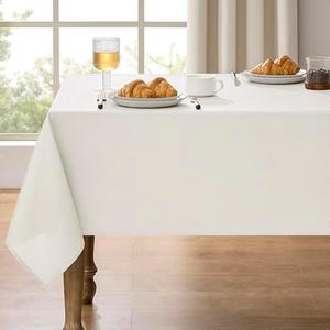 Decorelia Faux Linen Waterproof Tablecloth,Ivory, 52" x 70" (Rectangular)
