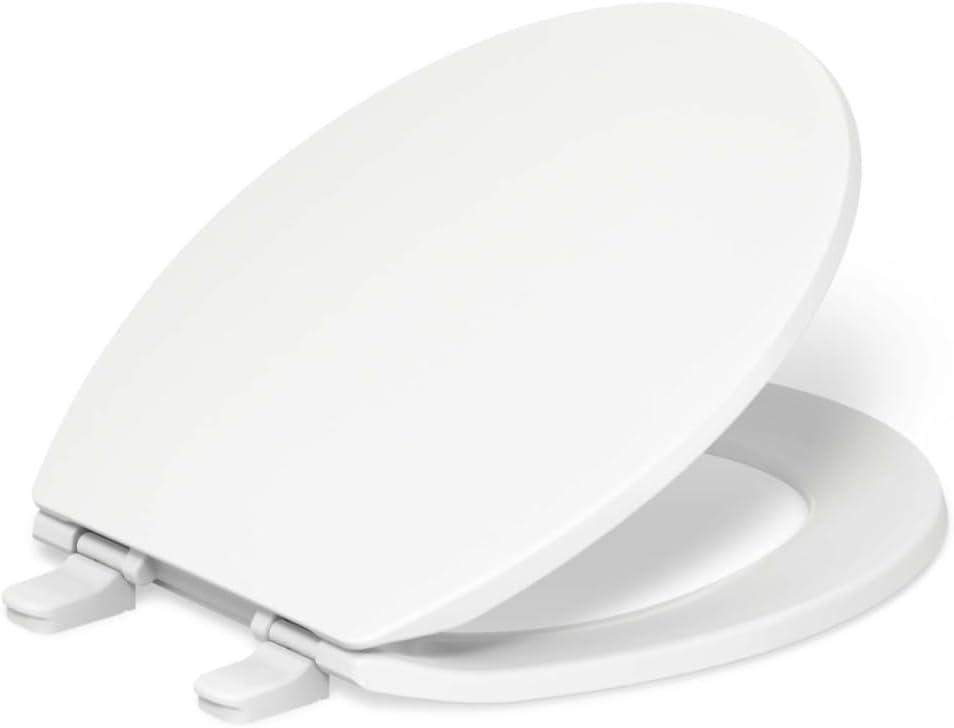 KOHLER 4775-0 Brevia Round-Front Toilet Seat with Quick-Release Hinges, Grip-Tight Bumpers, White