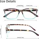 Henotin 4 Pack Ladies Reading Glasses Blue Light Blocking Spring Hinge Readers Anti Eyestrain Computer Eyeglasses (Multicolor, 2.75)