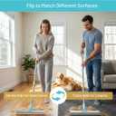 Carpet Rake for Pet Hair Removal: DELOMO Carpet Scraper Broom with 54 Adjustable Long Handle, Dual-Sided, Metal + Short Silicone for Carpets & Rugs, Extended Silicone for Shag Rugs & Hard Floors