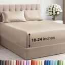 Extra Deep Queen Sheet Set - 4 Piece Breathable & Cooling Bed Sheets - Easily Fits 18 to 24 inch Mattress - Ultra Soft, Wrinkle & Fade Free w/ Extra Deep Pockets - Comfy Hotel Luxury Bedding - Wheat