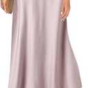 GOLDSTITCH Women's Satin High Waist Skirts Elegant Flared Casual A Line Maxi Skirt (Medium, Light Purple)