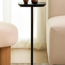 Modern Martini Pedestal Side Table  Small Metal Cocktail Stand for Living Room, Bar, or Small Spaces  Black End Table (Black)