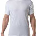 Men's Sweatproof Undershirt | Cotton Crew Neck | Original Fit | with Sweat Pads (Medium, White)