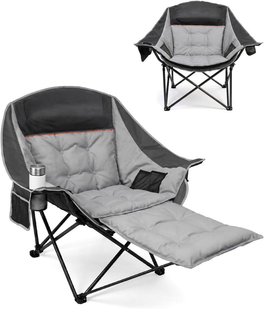 HOPERAN Oversized Camping Chair with Foot Rest, 500lbs Padded Lawn Chairs