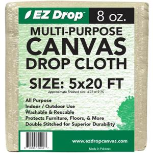 EZ Drop Painter's Large Canvas Fabric Drop Cloth for Painting (5 ft. x 20 ft.)