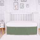 Box Pleated Crib Bed Skirt Premium 100% Cotton 800 Thread Count Nursery Crib Toddler Bedding Crib Bedskirt for Baby Boys or Baby Girls, (28" x 52") + 14" Drop Lenght - Sage Solid