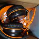 AILIHEN Kids Headphones, I35 On-Ear Headphones for School, Safe Volume 93dB, HD Mic Stereo Headphone for Kid Girls Boys, Foldable 3.5mm Wired for Chromebook, Laptop, Computer, Tablet (Black Orange)