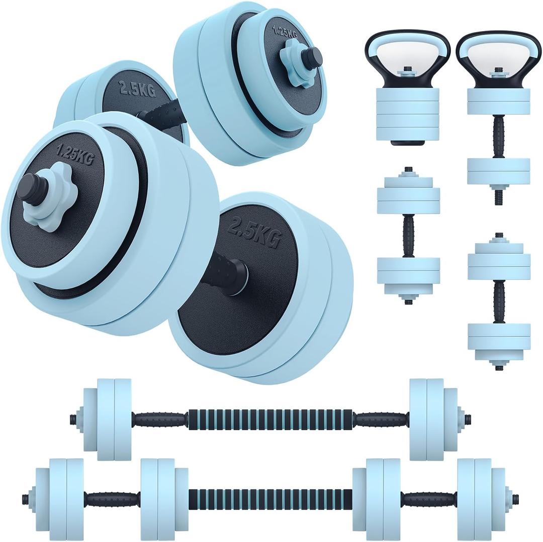PASYOU Adjustable Dumbbell Set, 45lbs Free Weight Set with Connector, 5 in 1 Weight Set Used as Kettlebells, Barbell, Push-up Stand, Fitness Exercises for Home Gym Suitable for Men/Women