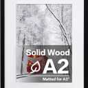 Egofine A2 Solid Wood Picture Frame, Made of Solid Wood Covered by Plexiglass A3 with Mat 16.5 x 23.4 without Mat, Poster Frame for Wall Mounting Hanging Photo Frame Vertically or Horizontally, Black