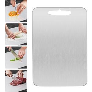 Titanium cutting boards for kitchen, small cutting Boards for Kitchen dishwasher safe, Foodgrade Stainless Steel Cutting Board for Meat,Fruit, Vegetables, Outdoor or Indoor, S 12" * 8"
