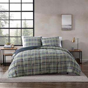 Eddie Bauer Comforter Set Reversible Plaid Alt Down Bedding with Matching Shams, Home Decor for Colder Months, Queen, Rugged Navy