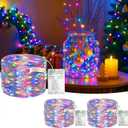 3 Pack 16FT 50 LED Fairy Lights Battery Operated with Timer, 8 Modes USB Mini Twinkle Light, Small String Lights for Christmas Tree Wreath Vase Bedroom DIY Wedding Decorations-Multi-Colored
